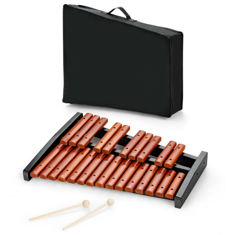 25 Notes Xylophone Wooden Percussion Educational Instrument with 2 MalletsCostway Gallery View 7 of 12