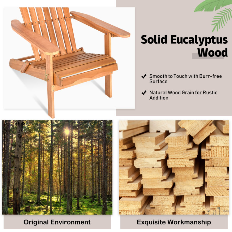 Eucalyptus Chair Foldable Outdoor Wood Lounger ChairCostway Gallery View 10 of 10