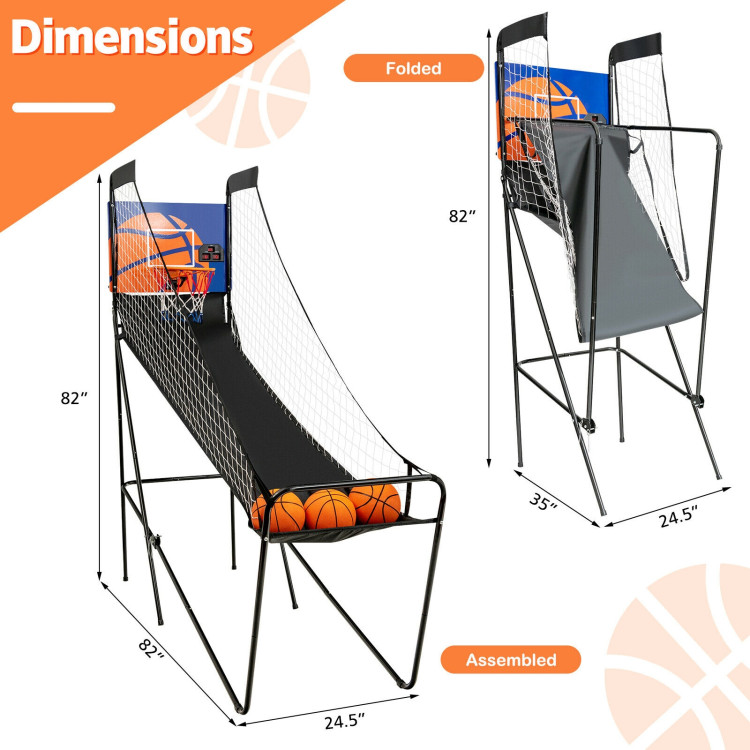 Foldable Single Shot Basketball Arcade Game with Electronic Scorer and BasketballsCostway Gallery View 4 of 12