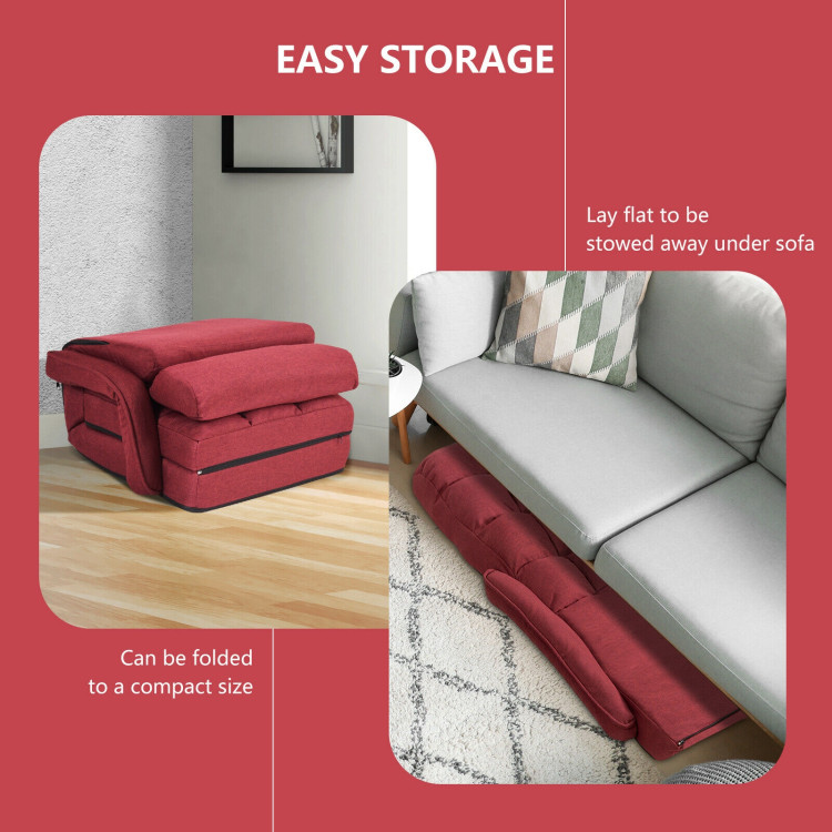 Folding Lazy Floor Chair Sofa with Armrests and Pillow-RedCostway Gallery View 11 of 11