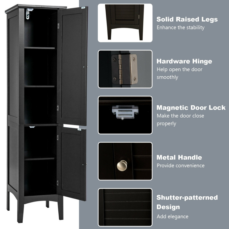 Freestanding Bathroom Storage Cabinet for Kitchen and Living Room-BlackCostway Gallery View 10 of 10