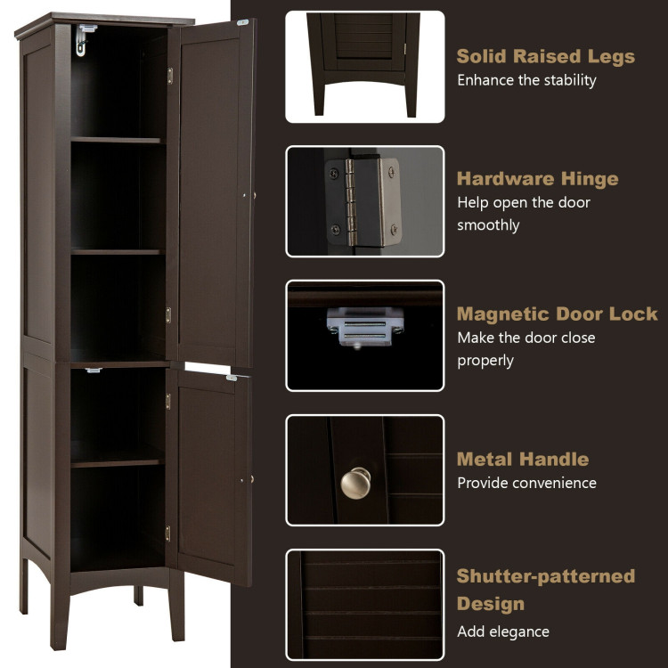 Freestanding Bathroom Storage Cabinet for Kitchen and Living Room-CoffeeCostway Gallery View 10 of 10
