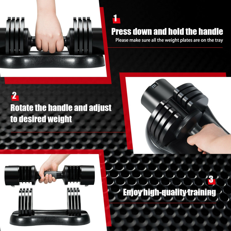 27.5 LBS 5-in-1 Adjustable Dumbbell for Gym Home OfficeCostway Gallery View 10 of 11