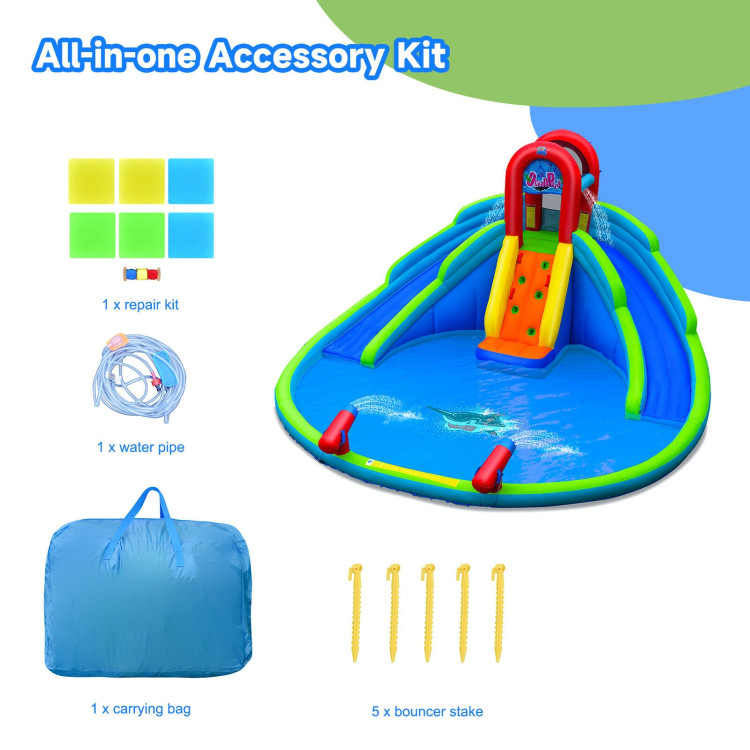 Inflatable Waterslide Bounce House with Upgraded Handrail without BlowerCostway Gallery View 7 of 11