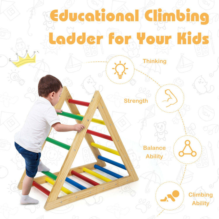 Climbing Triangle Ladder with 3 Levels for Kids-MulticolorCostway Gallery View 10 of 11