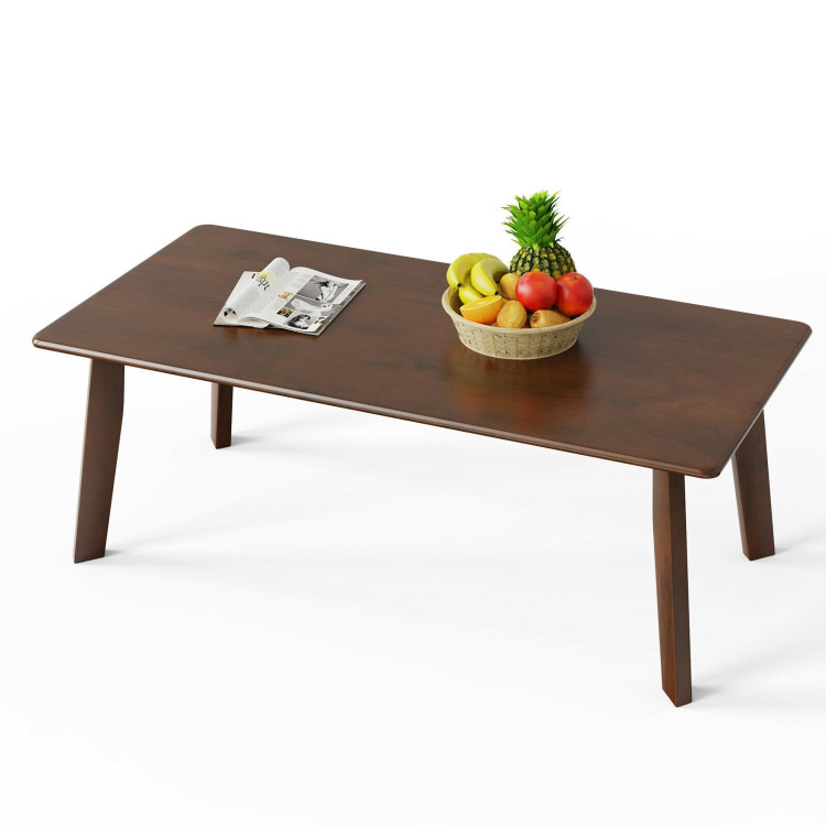 Rectangular Modern Wooden Coffee Table with Rubber LegCostway Gallery View 8 of 12