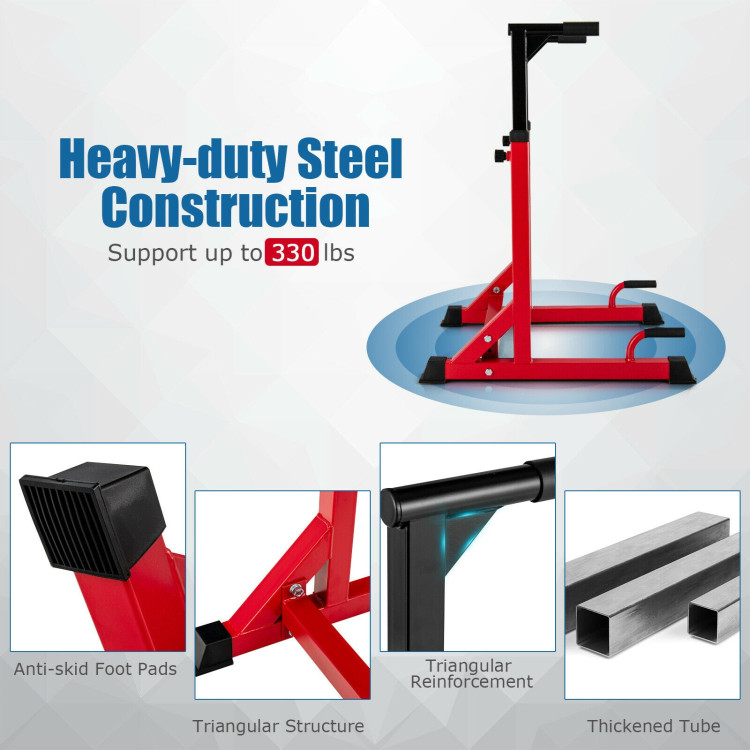 Adjustable Dip Bar with 10 Height Levels-RedCostway Gallery View 10 of 11