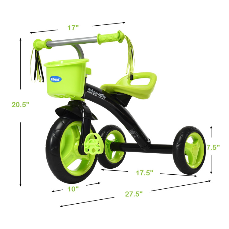 Kids Tricycle Rider with Adjustable Seat-GreenCostway Gallery View 4 of 11
