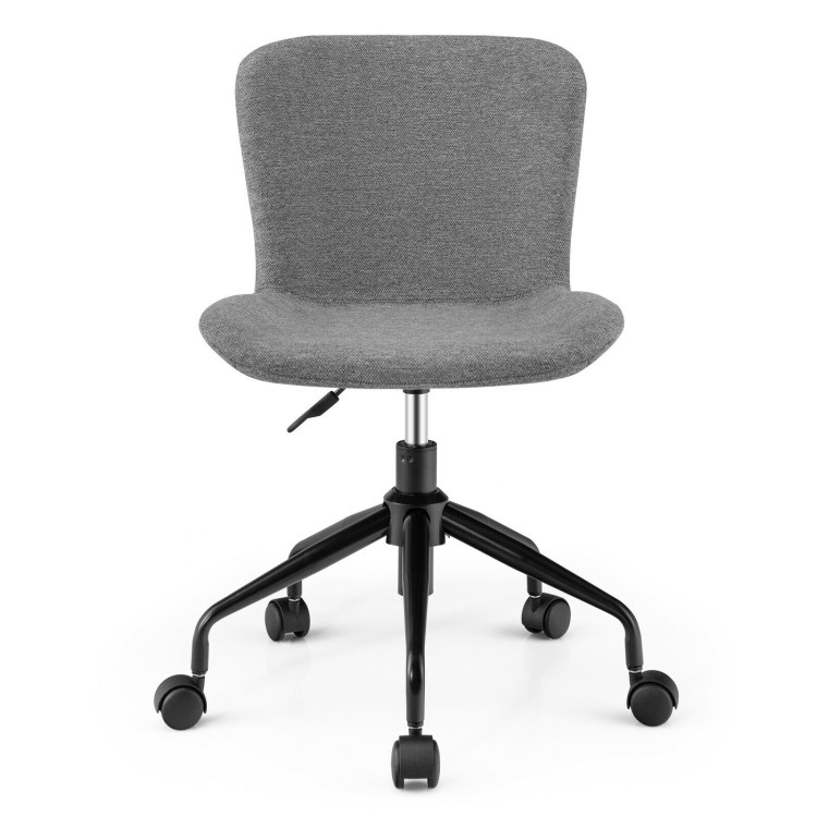 Mid Back Armless Office Chair Adjustable Swivel Linen Task Chair-GrayCostway Gallery View 8 of 10