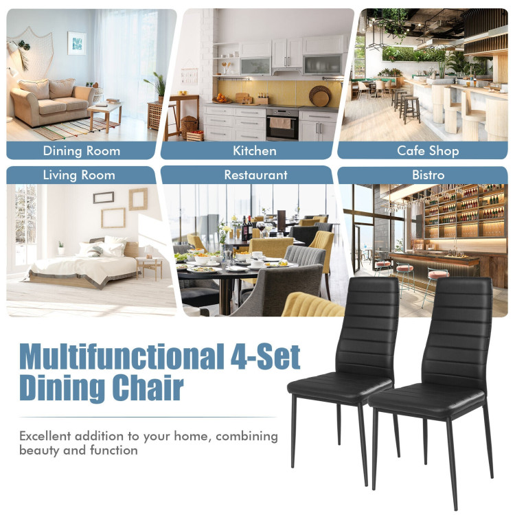 4 Pieces Modern Leather Dinning Chairs Set with Metal FrameCostway Gallery View 5 of 10