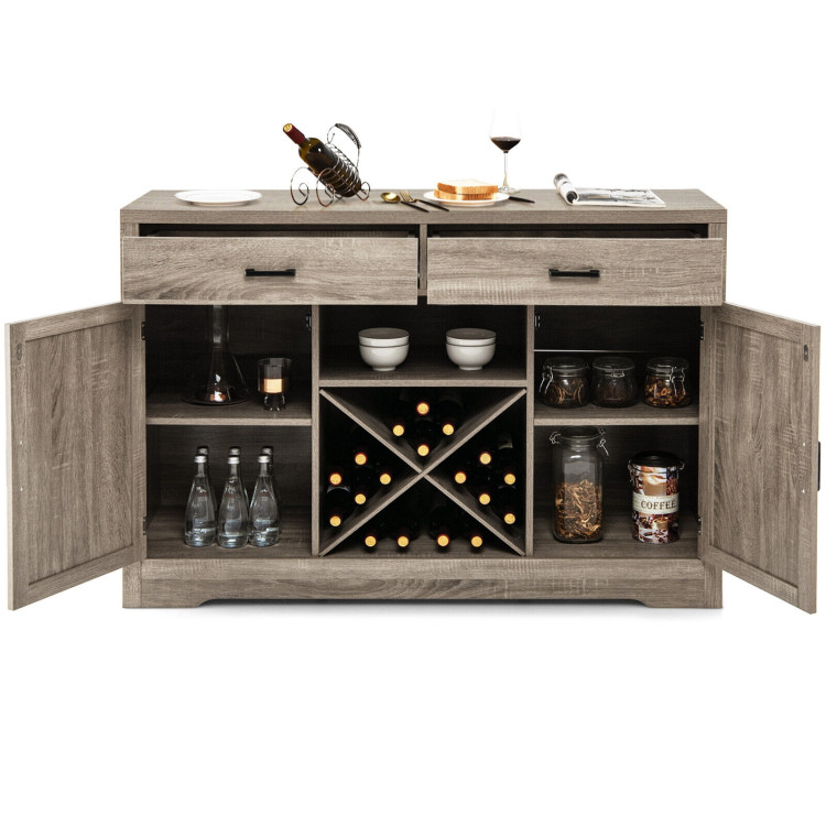 Wooden Buffet Cabinet with 2 Large Storage Drawers and Detachable Wine RackCostway Gallery View 7 of 10