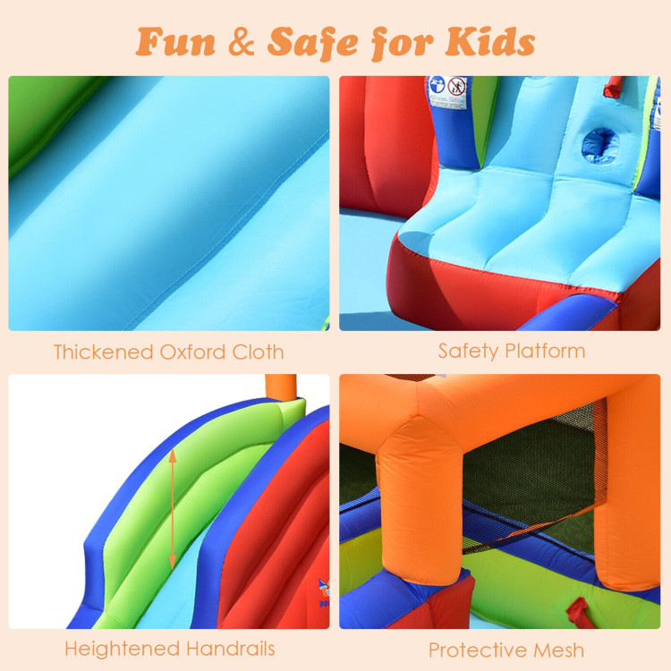6-in-1 Pirate Ship Waterslide Kid Inflatable Castle with Water Guns and 735W BlowerCostway Gallery View 8 of 10