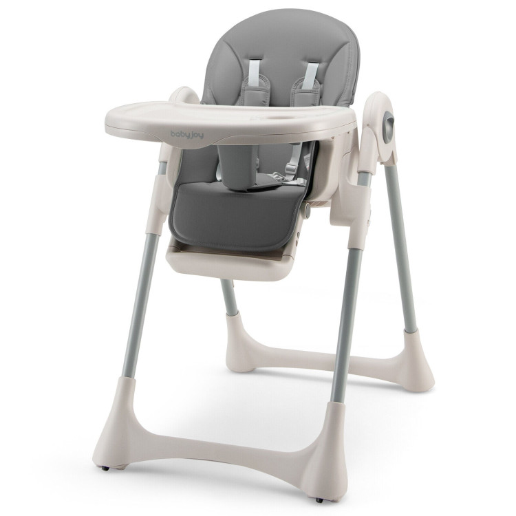 Baby Folding High Chair Dining Chair with Adjustable Height and Footrest-GrayCostway Gallery View 8 of 11