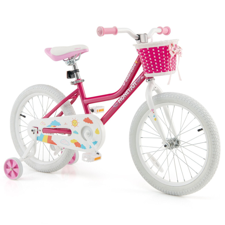 Kids Bicycle 18 Inch Toddler and Kids Bike with Training Wheels for 6-8 Year Old Kids-PinkCostway Gallery View 1 of 10