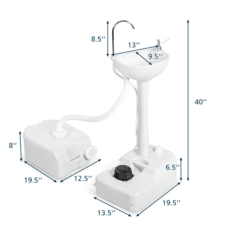 Camping Hand Wash Station Basin Stand with 4.5 Gallon TankCostway Gallery View 4 of 10