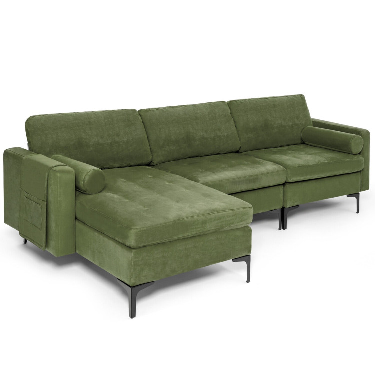 Modular 2-seat/3-Seat/4-Seat L-shaped Sectional Sofa Couch with Reversible Chaise and Socket USB Ports-3-Seat L-shapedCostway Gallery View 1 of 10