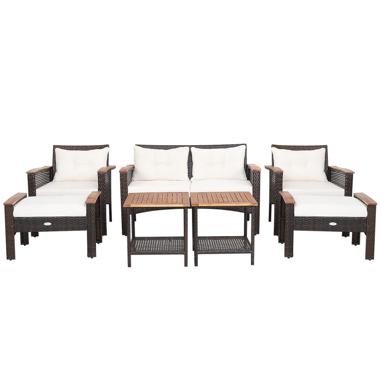 7 Pieces Patio Rattan Cushioned Conversation Furniture SetCostway Gallery View 1 of 10