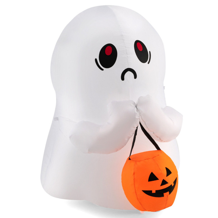 4 Feet Halloween Inflatable Ghost Holding Pumpkin Decor with LED Lights ...