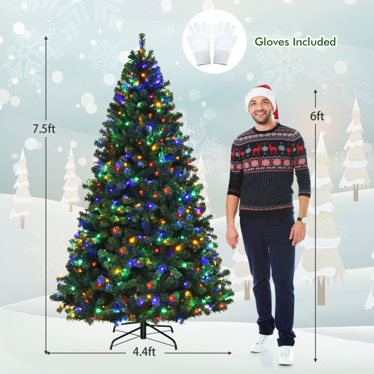 7.5 Feet Pre-Lit Artificial Spruce Christmas Tree with 550 Multicolor Lights for FestivalCostway Gallery View 4 of 10