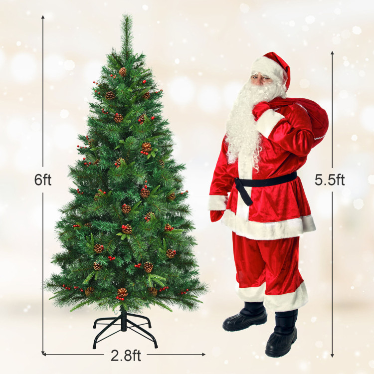 6 Feet Pre-lit Artificial Hinged Christmas Tree with LED Lights-6 ftCostway Gallery View 4 of 10
