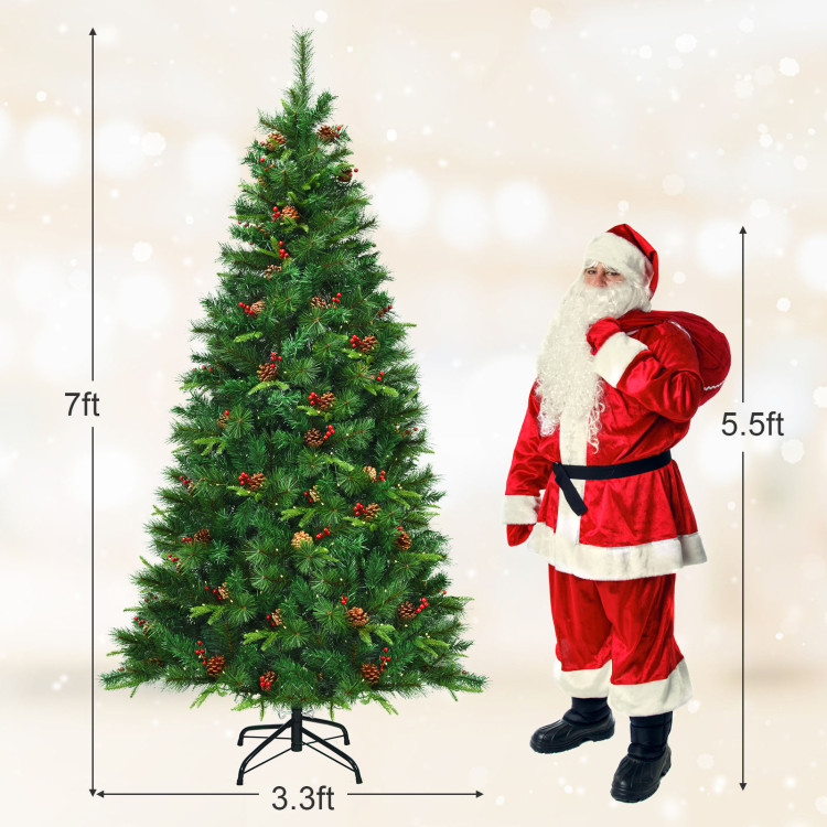 7 Feet Pre-lit Artificial Hinged Christmas Tree with LED Lights-7 ftCostway Gallery View 4 of 10