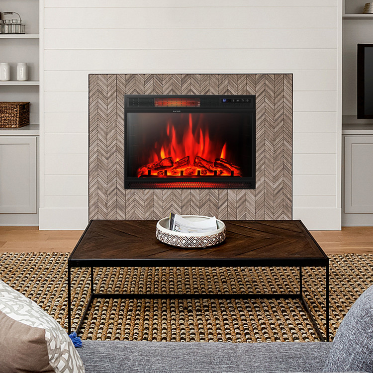 28 Inch Electric Freestanding and Recessed Fireplace with RemoteCostway Gallery View 1 of 10