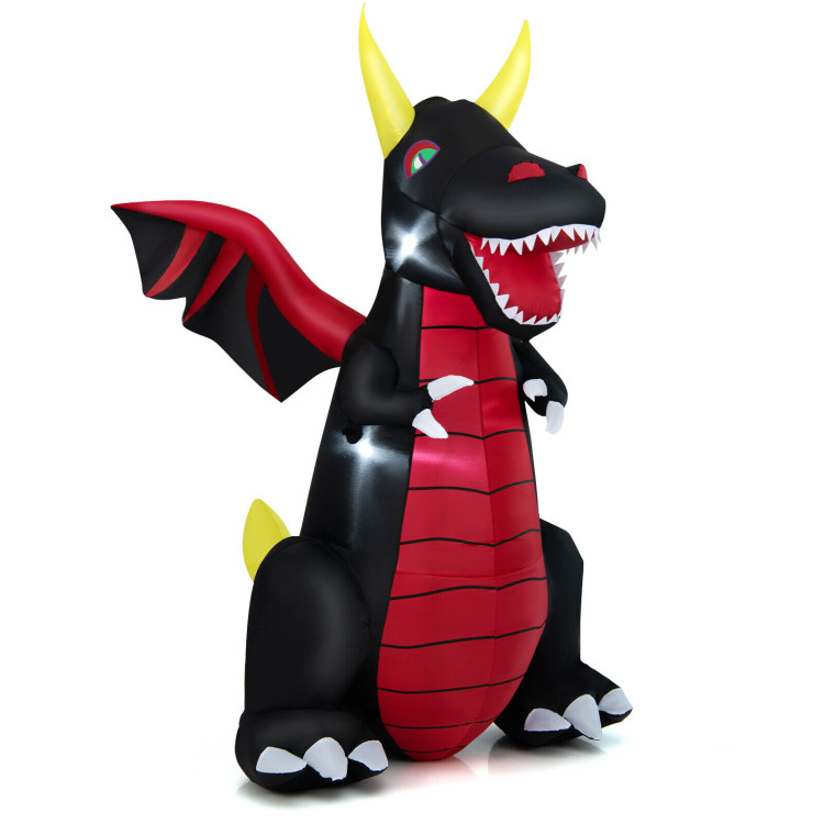 8 Feet Halloween Inflatable Fire Dragon  Decoration with LED LightsCostway Gallery View 1 of 10