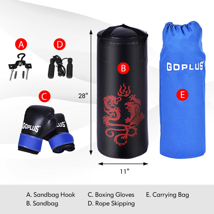 5 Pieces 40Lbs Filled Punching Boxing Set with Jump Rope and GlovesCostway Gallery View 4 of 11