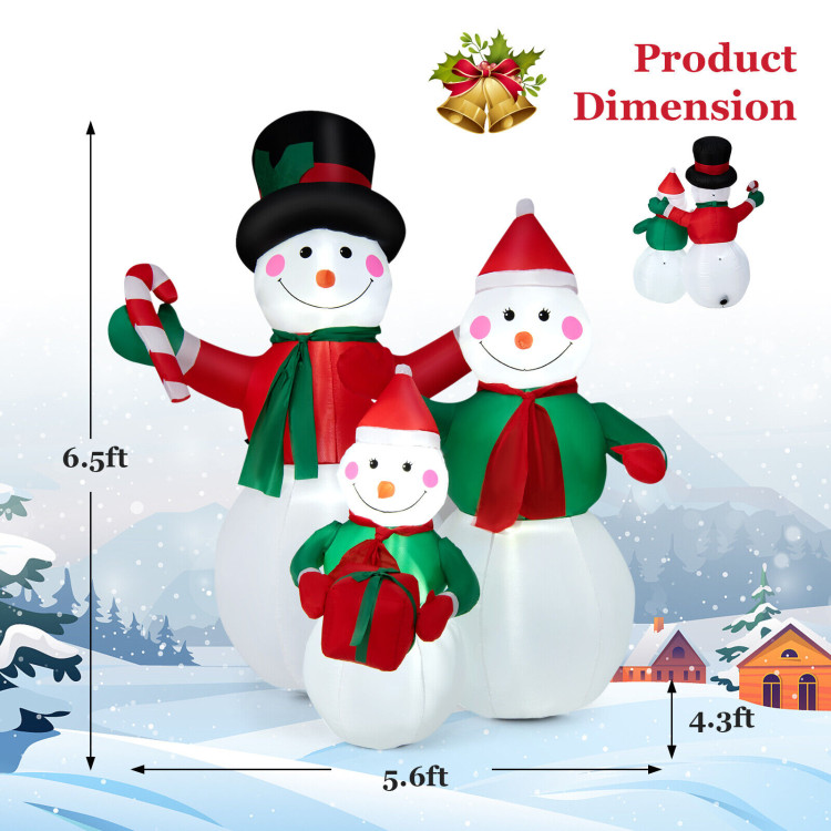 Inflatable Christmas Snowman Family Decoration with LED LightsCostway Gallery View 4 of 10