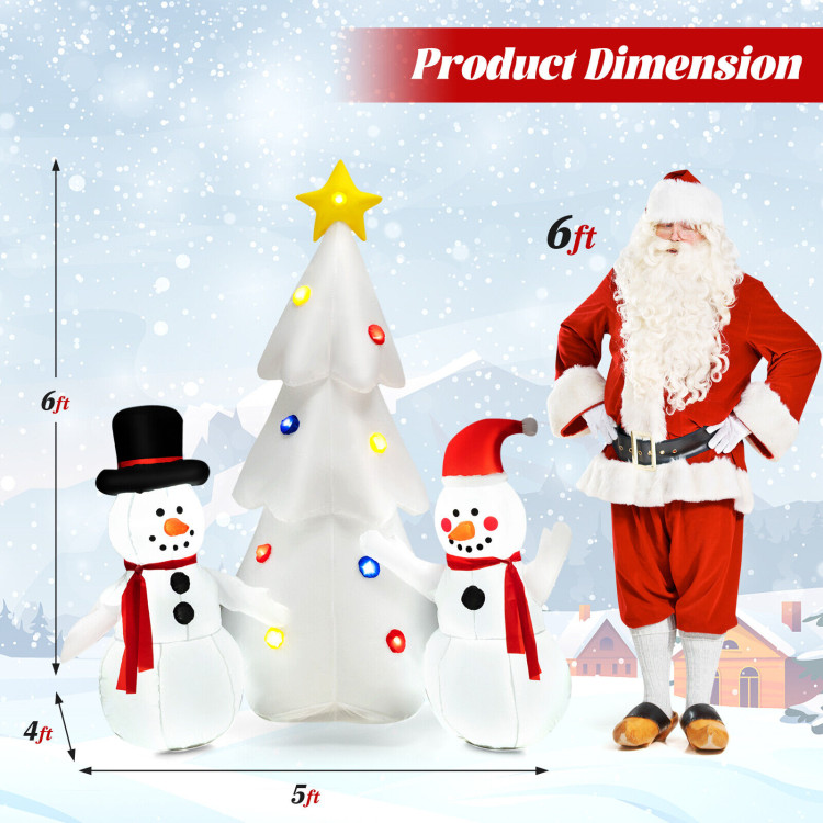 Inflatable Christmas Double Snowmen Decoration with Built-in Rotating LED LightsCostway Gallery View 4 of 10