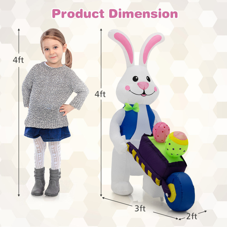 Inflatable Easter Rabbit Decoration with Pushing CartCostway Gallery View 4 of 10
