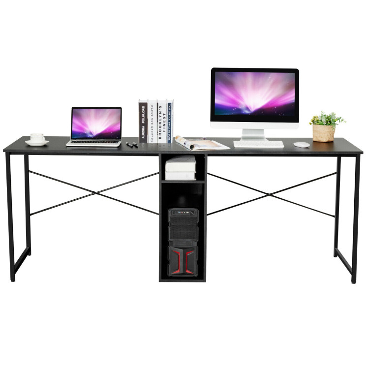 79 Inches Multifunctional Office Desk for 2 Person with Storage-BlackCostway Gallery View 9 of 11