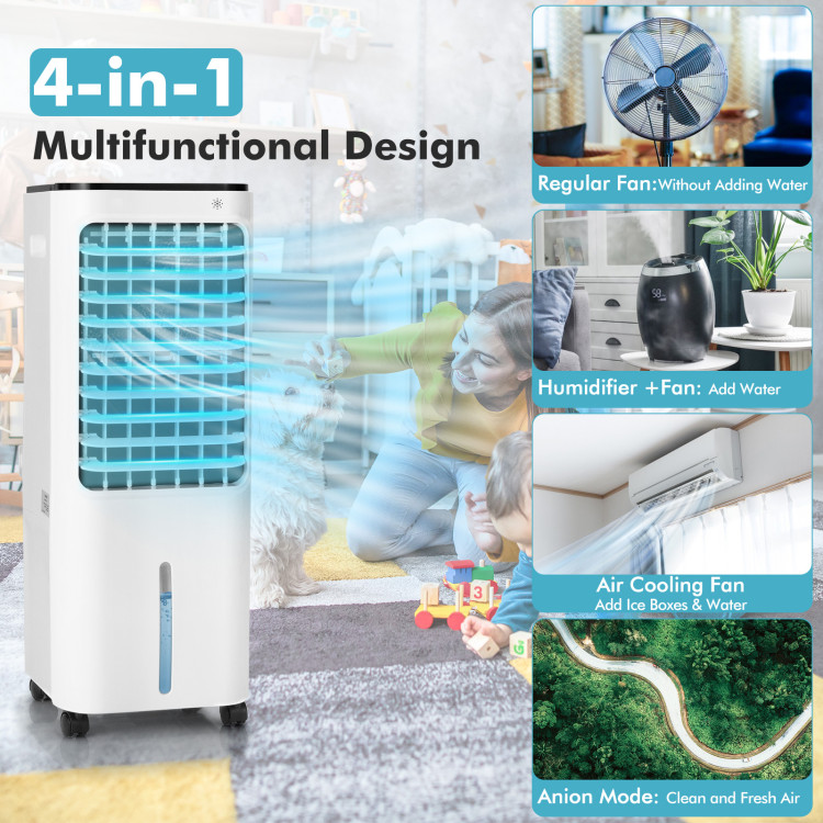 4-in-1 Evaporative Air Cooler with 12L Water Tank and 4 Ice Boxes-WhiteCostway Gallery View 7 of 11