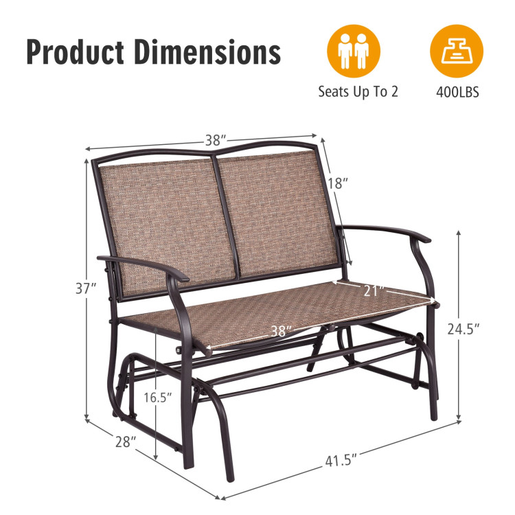 Iron Patio Rocking Chair for Outdoor Backyard and LawnCostway Gallery View 4 of 10