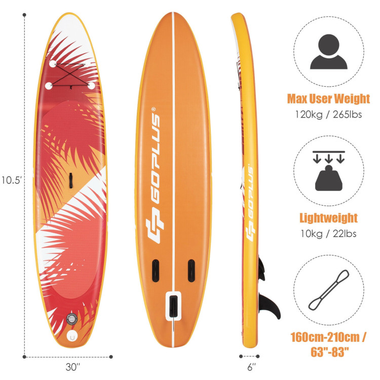 10.5 Feet Inflatable Stand Up board with Aluminum Paddle Pump-MCostway Gallery View 4 of 12