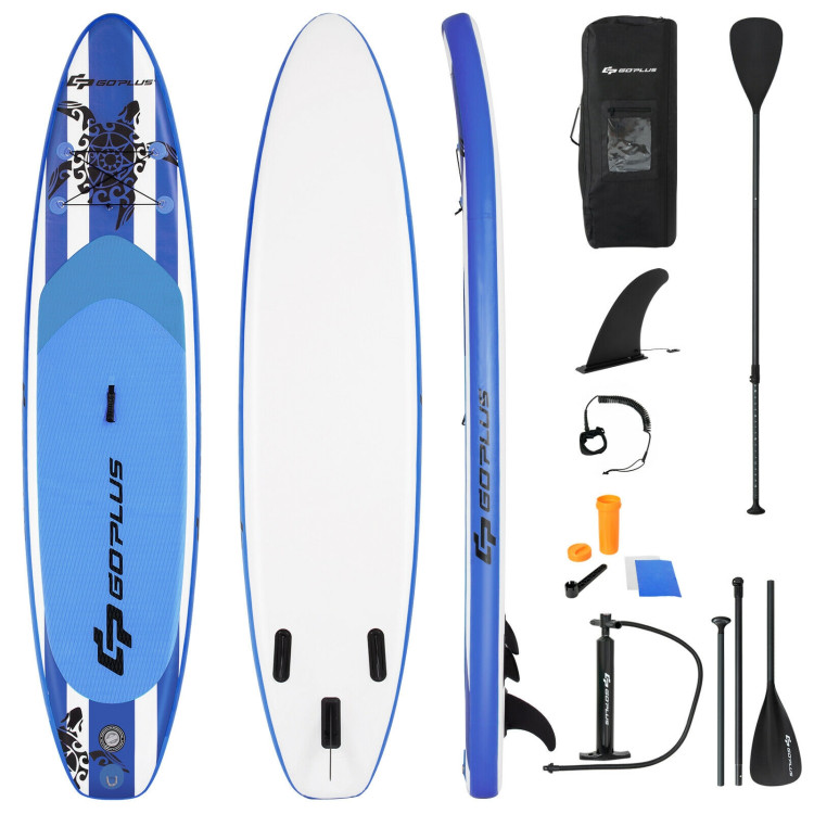 11 Feet Inflatable Adjustable Paddle Board with Carry Bag - Costway