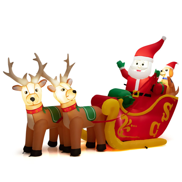 7.2 Feet Long Christmas Inflatable Santa on Sleigh with LED Lights Dog and Gifts YardCostway Gallery View 4 of 11