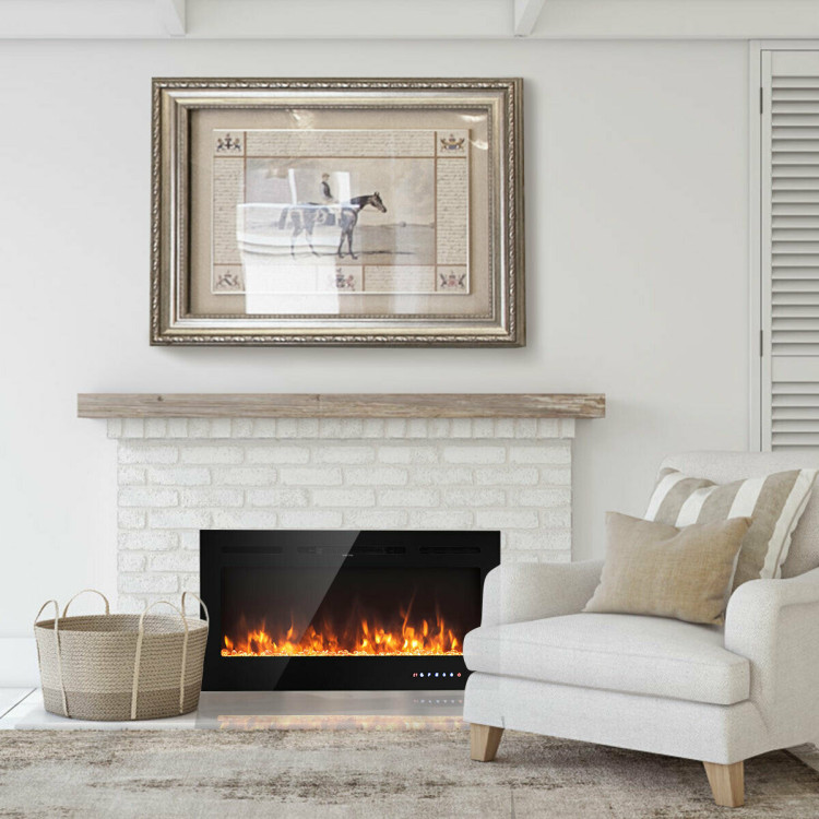 40-Inch Electric Fireplace Recessed with ThermostatCostway Gallery View 8 of 12