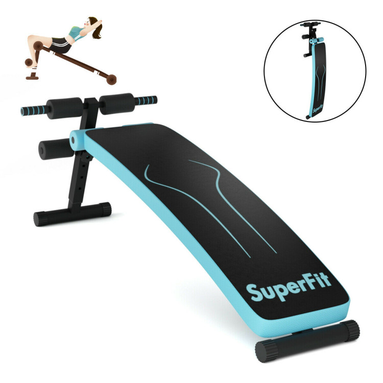 Folding Weight Bench Adjustable Sit-up Board Workout Slant Bench-BlueCostway Gallery View 7 of 10