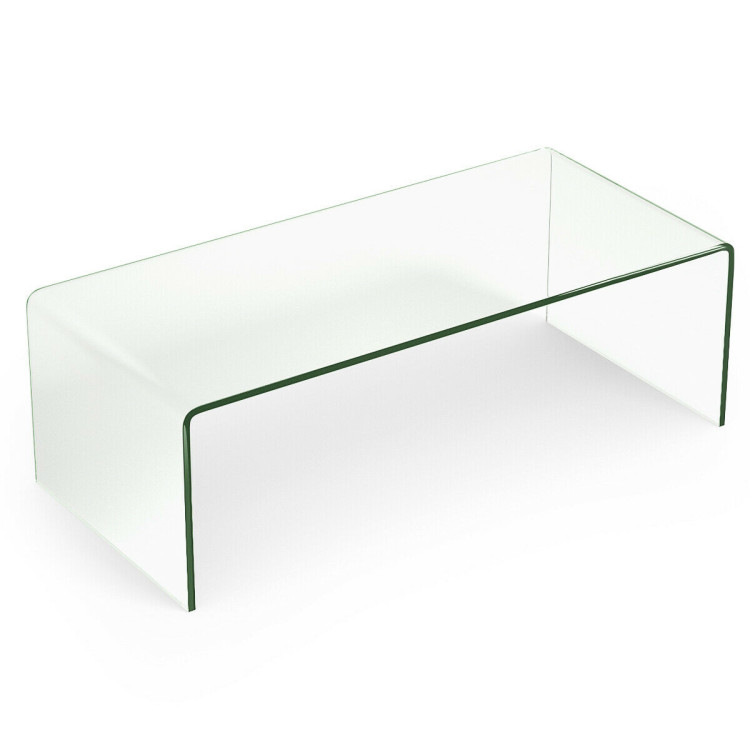 42 x 19.7 Inch Clear Tempered Glass Coffee Table with Rounded EdgesCostway Gallery View 1 of 10