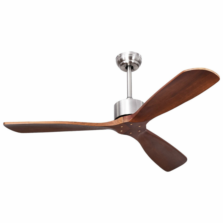 52 Inch Modern Brushed Nickel Finish Ceiling Fan with Remote ControlCostway Gallery View 8 of 12