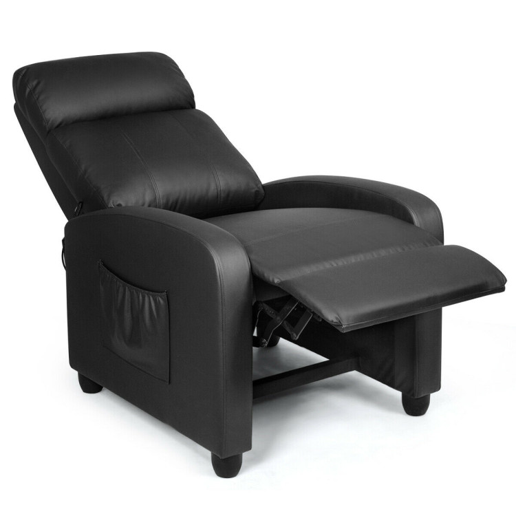 Recliner Sofa Wingback Chair with Massage Function-BlackCostway Gallery View 4 of 12