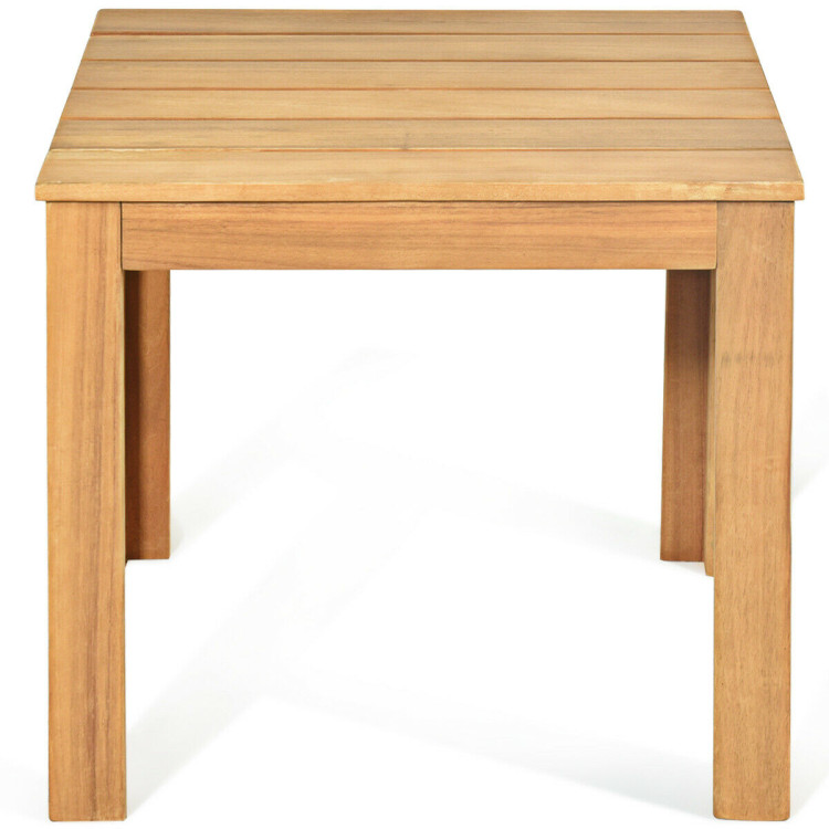 Wooden Square Patio Coffee Bistro Table-NaturalCostway Gallery View 9 of 12