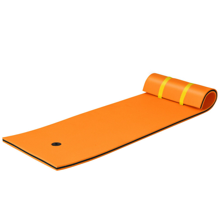 3-layer Tear-resistant Relaxing Foam Floating Pad-OrangeCostway Gallery View 4 of 13