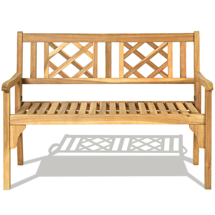 Patio Foldable Bench with Curved Backrest and ArmrestCostway Gallery View 7 of 12