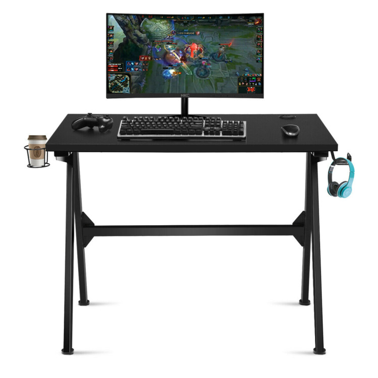 Ergonomic Computer Gaming Desk with Cup Holder and Headphone HookCostway Gallery View 8 of 12