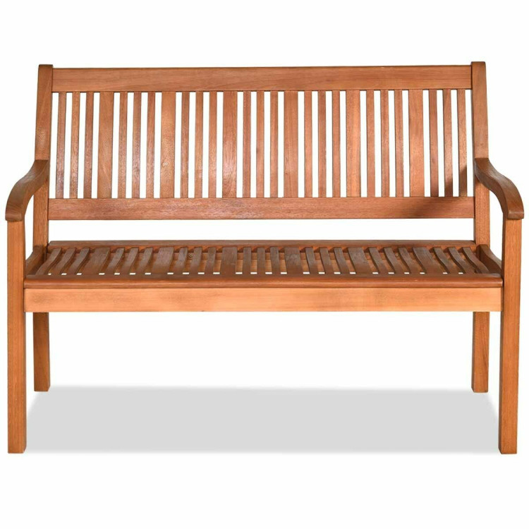 Two Person Solid Wood Garden Bench with Curved Backrest and Wide ArmrestCostway Gallery View 9 of 12