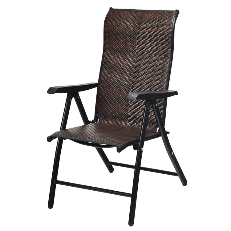 2 Pieces Patio Rattan Folding Reclining ChairCostway Gallery View 10 of 11