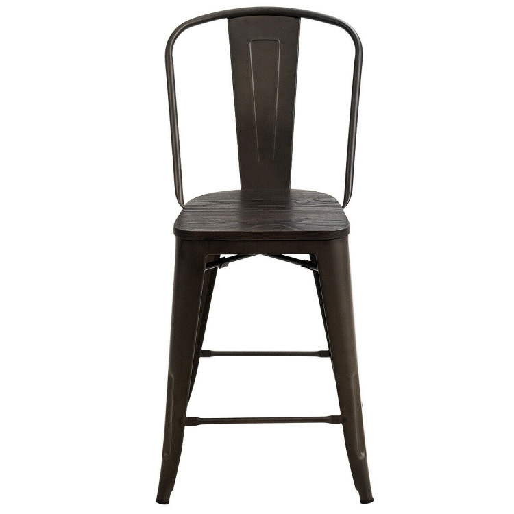 Set of 4 Industrial Metal Counter Stool Dining Chairs with Removable Backrests-GunCostway Gallery View 10 of 12