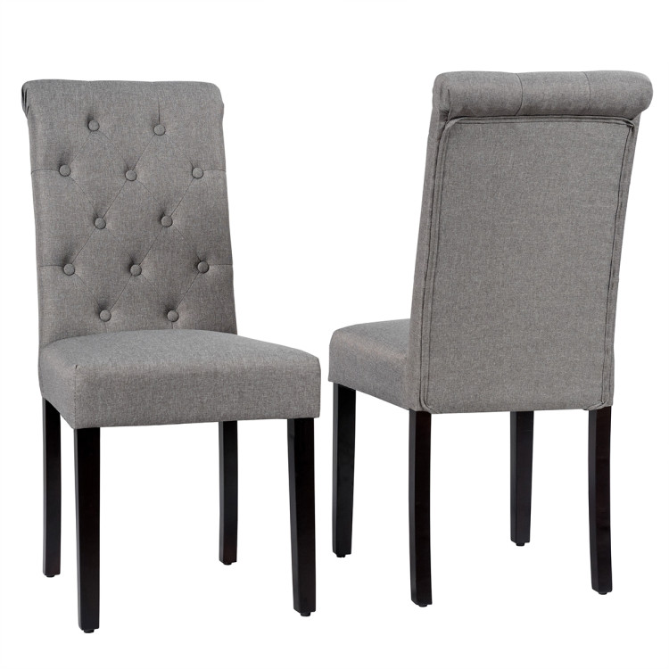 2 Pieces Tufted Dining Chair Set with Adjustable Anti-Slip Foot Pads-GrayCostway Gallery View 6 of 12